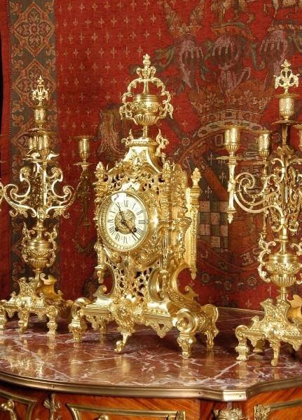 fig 2. Antique French Gothic Clock Set by Louis Japy.